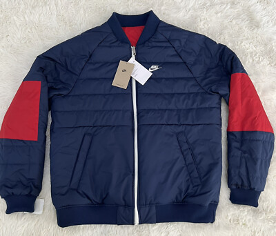 Nike Therma-Fit Legacy Reversible Bomber Puffer Jacket DD6849-687 Men Sz L NWT