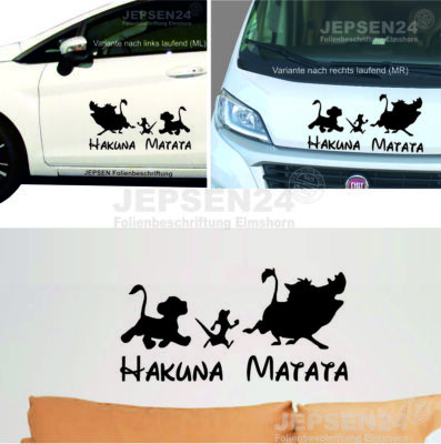 Hakuna Matata HM2 60x30cm Aufkleber - Auto Wohnmobil Bus Wände Simba Timon Pumba