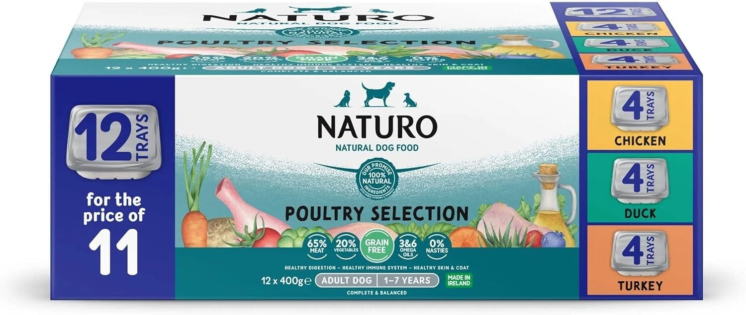 Naturo Adult Dog Tray Grain Free Poultry Selection - 400g ( 12 Pack )
