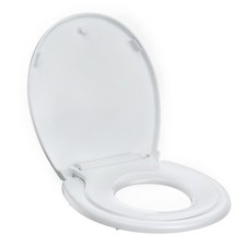 Round Toilet Seat with Toddler Seat 17in Quick Release Grip Tight Quiet Close
