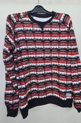 Adidas Originals RUN DMC Sweater Pullover schwarz rot Größe S