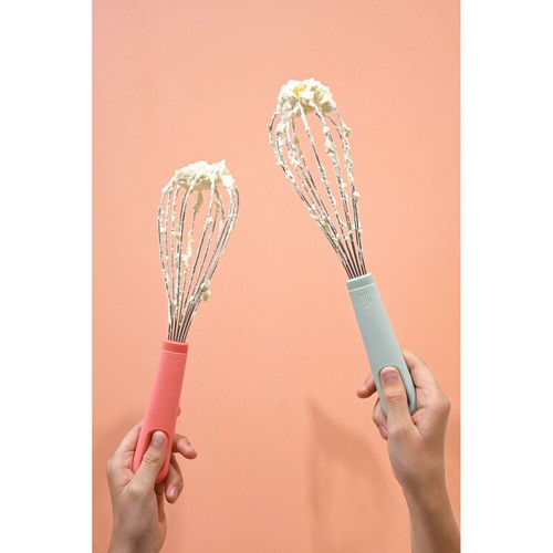 eKu Upcycle Soft Grip Kitchen Balloon Stainless Steel Whisk - Salmon Pink - Picture 3 of 3