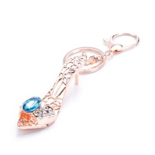 High Heel Shaped Keychain Austrian Crystal Rosetone Womens Large with Pouch