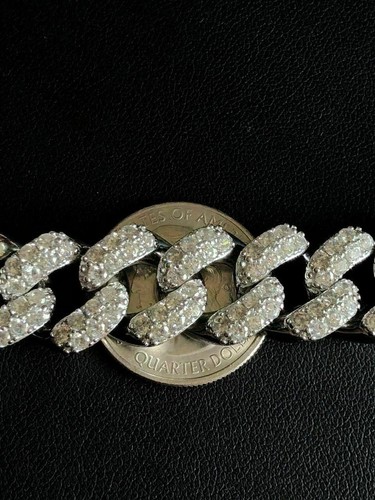 Solid 925 Sterling Silver 15mm Miami Cuban Chain 80ct Cubic Zirconia 24" Length - Picture 11 of 11