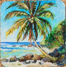 Hand Painted Coastal Beach Scene Small Fine Art Landscape Original Painting