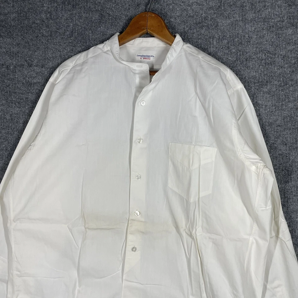 Camisa de vestir vintage años 20 30 Carson Pirie Scott Hathaway talla 16 banda sin cuello Foto 2 de 4