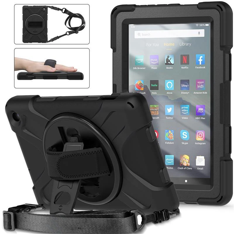 For Amazon Fire 7  HD 8  HD 10 Case Hand Strap Stand ShockProof Handle Cover - Image 3 of 4