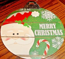 Rustic Santa Claus Sign Glitter MERRY CHRISTMAS Decor Board Wall 10.25 x12" 797