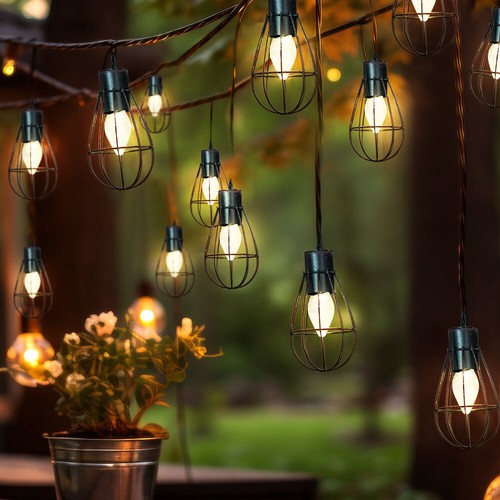 Gartenlampe Lichterkette Solarleuchte 20x LED Laterne Dekolicht Erdspieß Retro - Bild 12 von 12