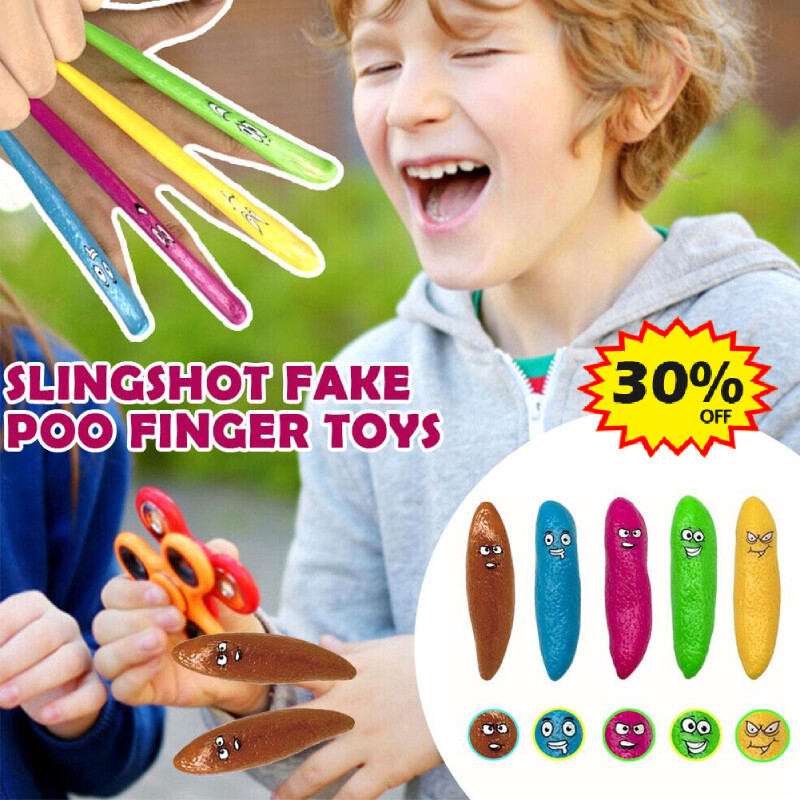 Stretchy Sling Shot Toys Finger Fake Poop Plaything_Child Slingshot_HOT