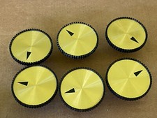 6 Vintage 1950s Black  Gold Round Knobs Radio Guitar Amplifier D Shaft 1.5"