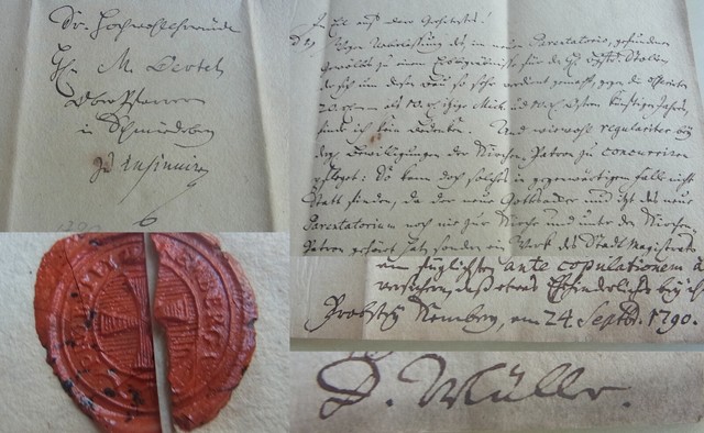 Theologian & author Gottlieb MÜLLER (1721-1793): letter PROPSTEI KEMBERG 1790- Theologian & author Gottlieb MÜLLER (1721-1793): letter PROPSTEI KEMBERG 1790-