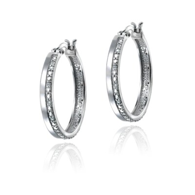 1/4 kt Diamant Creolen in versilbertem Messing