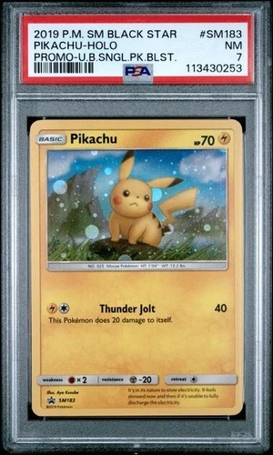 2019 POKEMON SM BLACK STAR PROMO #SM183 PIKACHU-HOLO PSA7