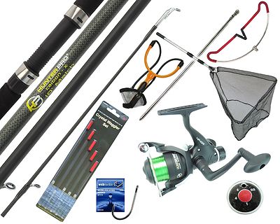 Starter Fishing Tackle Set Kit Hunter Pro Rod Reel Tackle Net Catapult Rod  Rest 607885680503 UK