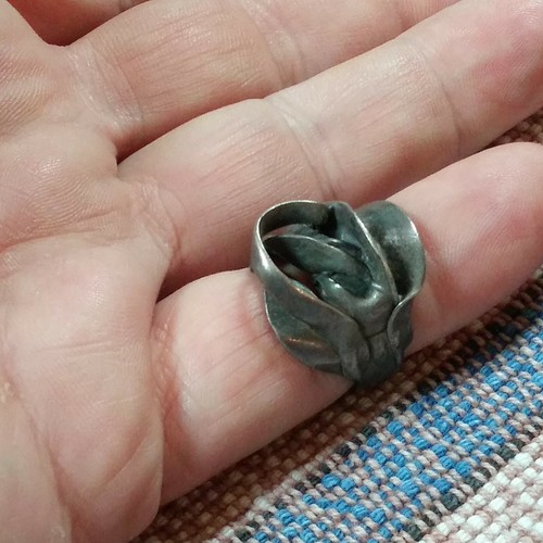 Vtg Handmade Abstract Modernist Sterling Silver Floral Ring Size 7~~10.8g - Picture 8 of 12