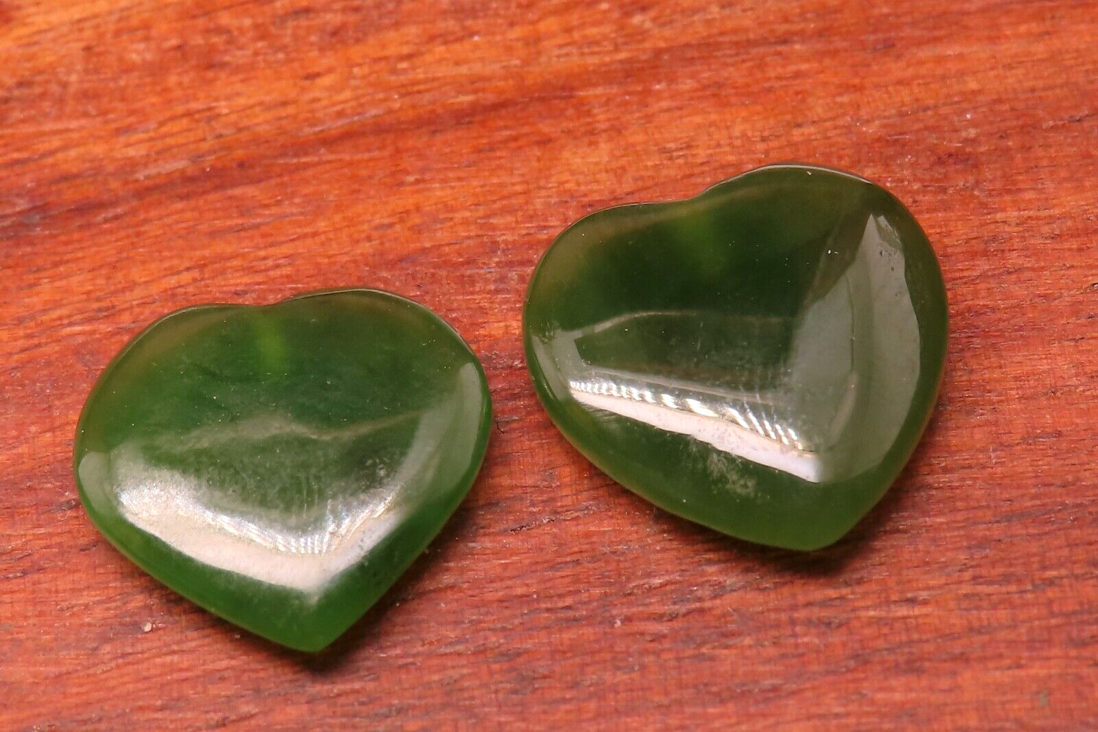 Jade Heart Chinese Gem Charms Drill Hole 17 x 15mm 2 PCS Gemstone 60-26