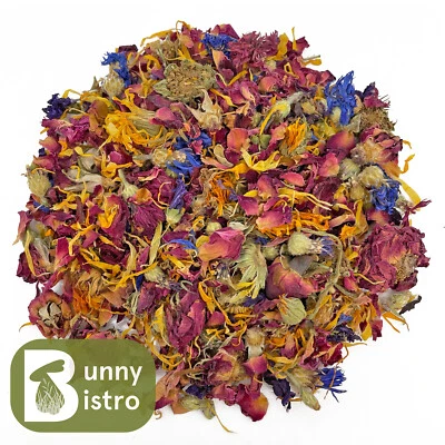 Bunny Bistro Premium Dried Flower Mix 100g - 1kg, Rabbit Treat, Guinea Pig, Degu