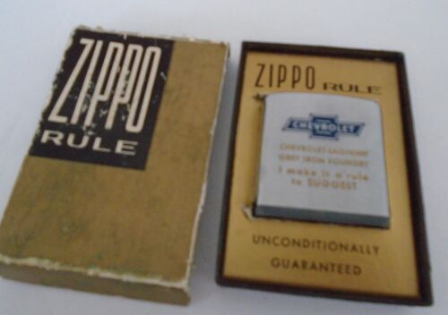 Vintage Zippo Rule Chevrolet Saginaw Grey Iron Foundry Suggestion Award W / Box