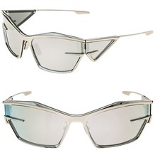 GIVENCHY GIV CUT 40066 Silver Blue Mirror Metal Runway Unisex GV40066U Sunglass