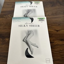Lot 2 NOS Sheer Caress Silky Sheer AVERAGE Off Black 89 Pantyhose JC PENNEY VTG