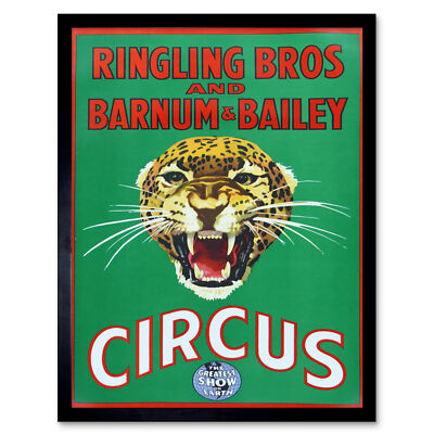 Ringling Bros Barnum Bailey Circus Jaguar Framed Wall Art Print 9X7