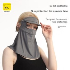 Summer ice silk sunscreen mask with sun shading and breathable brim integrated