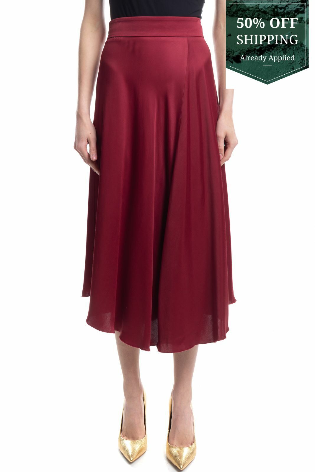 RRP €150 ROBERTO COLLINA Satin Flare S Size in Made Skirt Limited price Minneapolis Mall Italy