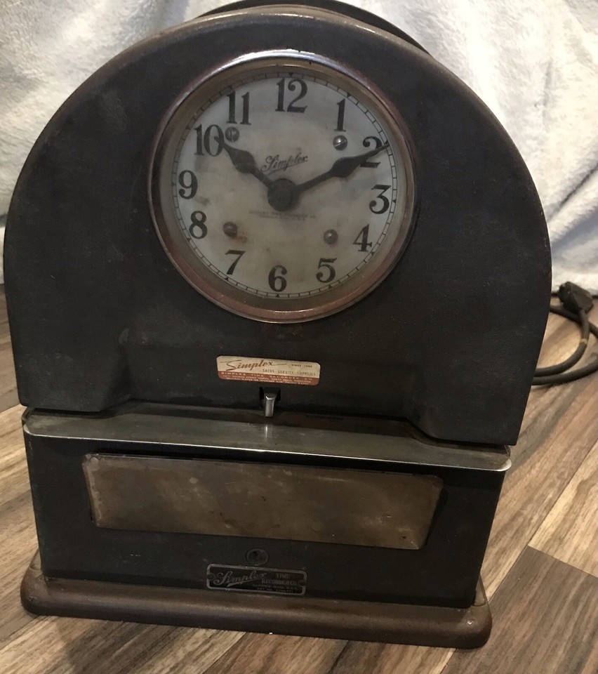 Vintage Simplex Business Time Clock Punch Recorder Metal | eBay