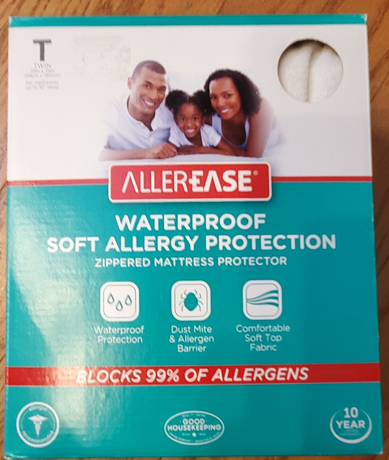 AllerEase White Terry Waterproof Allergy Zippered Mattress Protector