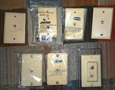 LEVITON BEIGE 4-WIRE PHONE JACK RJ11 MODULAR TELEPHONE WALL PLATES—LOT OF 7