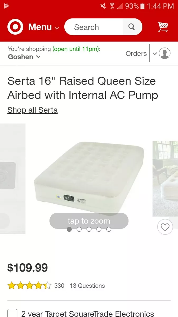 Serta 16in double top high queen inflatable mattress