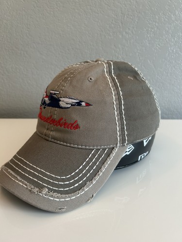 Thunderbirds Hat OSFM Adjustable Beige Gray Color Air Force Design Ships Free - Picture 2 of 10