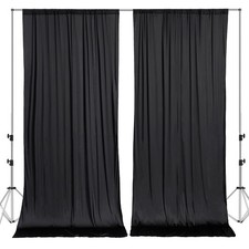 Black Backdrop Curtains Panels 10x8 Ft Wrinkle Free Polyester Photography