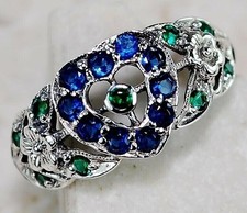 Heart 1CT Treated Sapphire  Sapphire 925 Sterling Silver Ring Sz 7 FB2-3