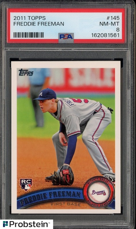 #2 2011 Topps #145 Freddie Freeman Atlanta Braves RC Rookie PSA 8 NM-MT