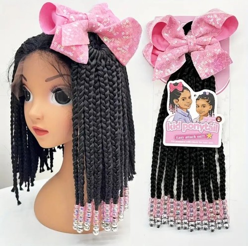 ❤️Extension Coda di Cavallo Intrecciata per Bambini con Perline Extension Capelli Intrecciati Ragazze (Rosso) - Foto 12 di 12