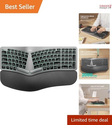 Wireless Ergonomic Split Keyboard with Backlight USB-C Rechargeable for Office