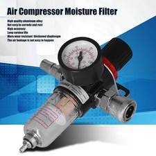 1/4in Air Compressor Moisture Filter Water Oil Separator Regulator With Pressure