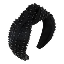 1PC Pearl Knotted Headband for Women Non Slip Beaded Headband Wide Pearl