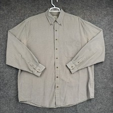 Eddie Bauer Button Up Shirt Mens XL Tall Beige Plaid Long Sleeve Business Casual