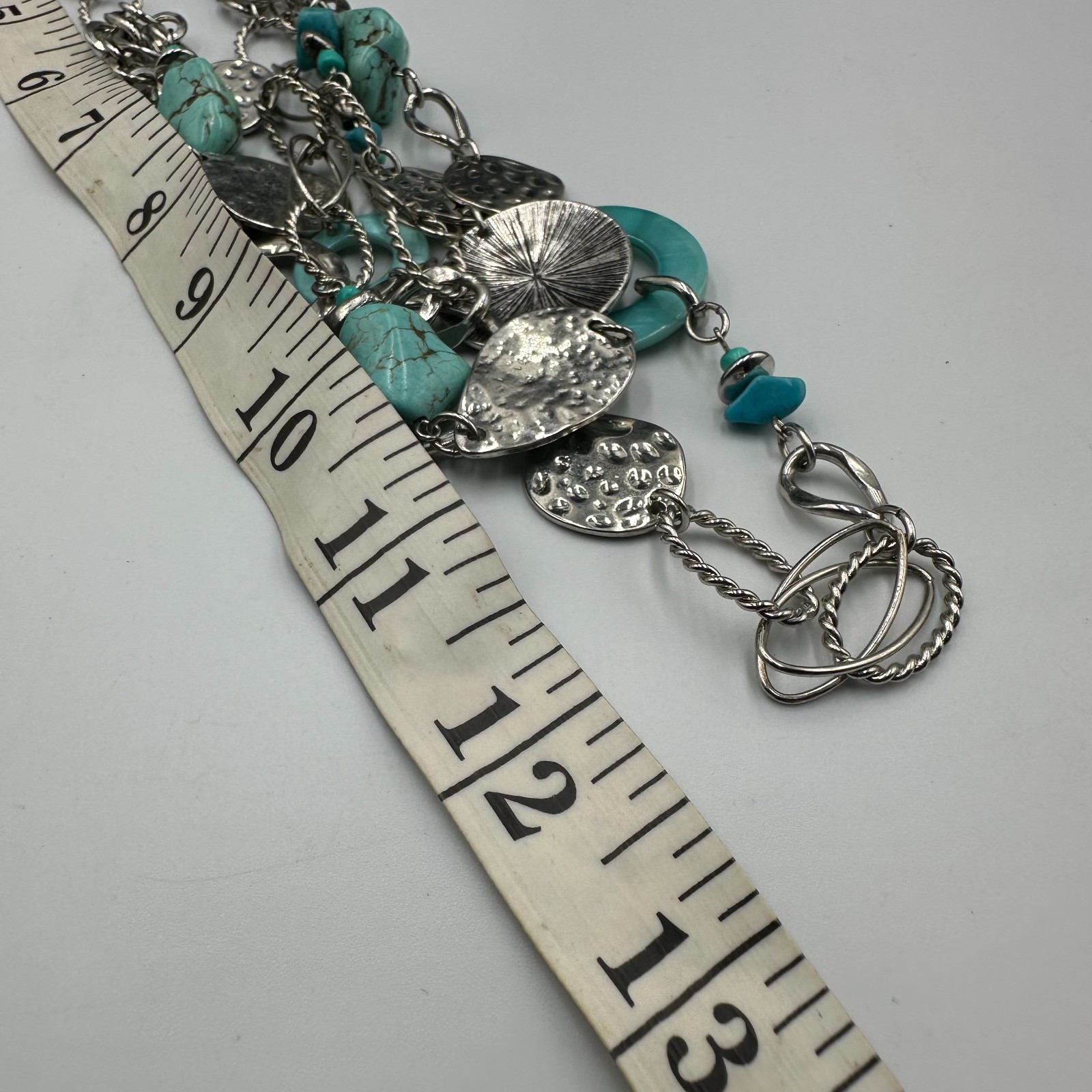 Ruby Rd Necklace Silver Tone Multi Link Faux Turq… - image 9