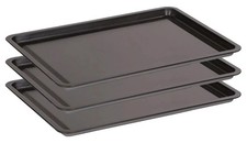 3Pcs 35cm Non-Stick Baking Tray Oven Roasting Tin Sheet Pan Heavy Duty Bakeware