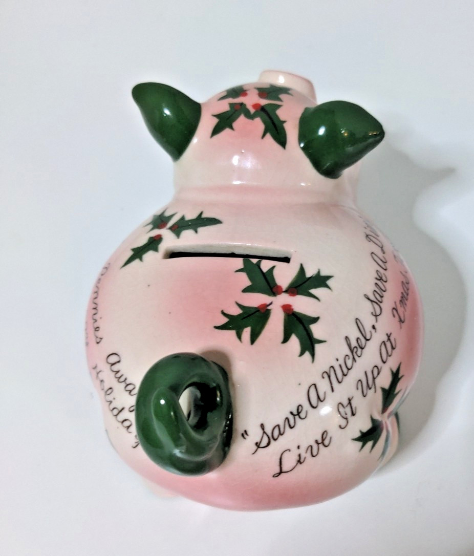 Kreiss Christmas Piggy Bank Poems Live It Up At Christmas Time About 6" Long