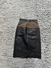 Pelle Milano Skirt Womens 6 Black Leather Embossed Midi Pencil Vintage