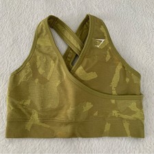 Women's Small GYMSHARK Adapt Seamless Camo Sports Bra Savannah Griffin Green