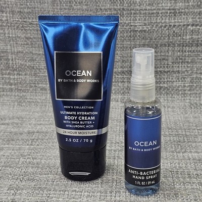Bath & Body Works Travel Size Men s Ocean 2.5oz Body Cream & 1oz Hand Sanitizer