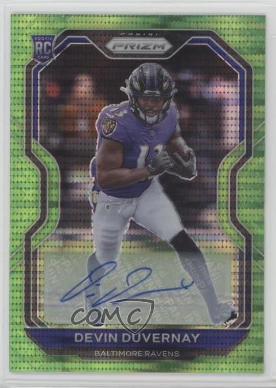 2020 Panini Prizm Neon Green Pulsar Devin Duvernay #380 Rookie Auto RC 0t6a