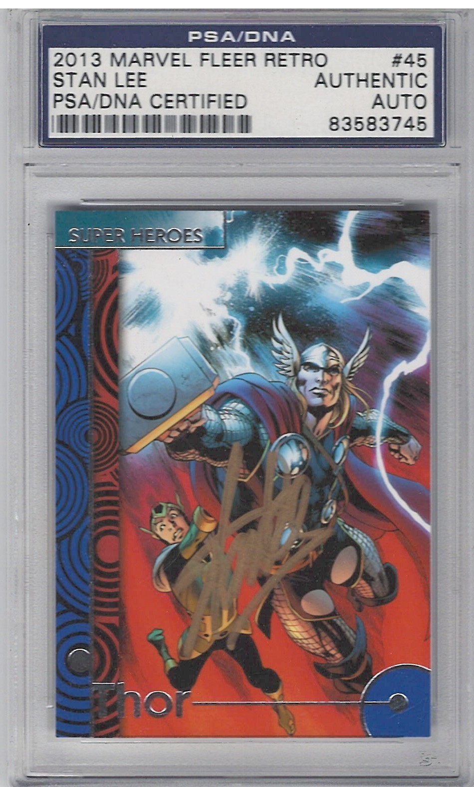PSA/DNA Authentic 2013 Marvel Fleer Retro Stan Lee Autograph Thor Card