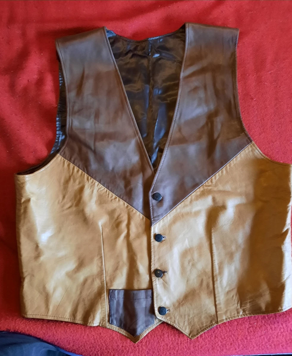 Selbstgenähte  Herren-Weste aus Leder Größe XL (52/54)